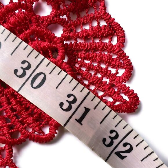 Sold! Lane Bryant Womens Blouse Size 24 Red Scalloped Lace Peplum Shirt Top - Picture 5 of 11